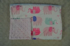 Boritar Elephants Baby Blanket Pink White Minky Dot Hearts Mint Green Lovey
