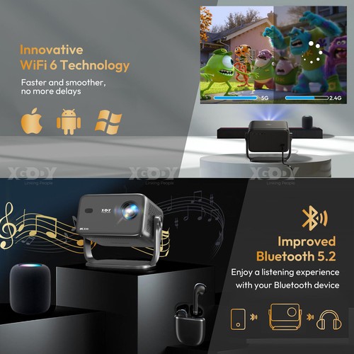 Smart 4K Projector 25000LMS 3D WiFi AutoFocus Video Home Theater 350" Display US - Picture 7 of 12