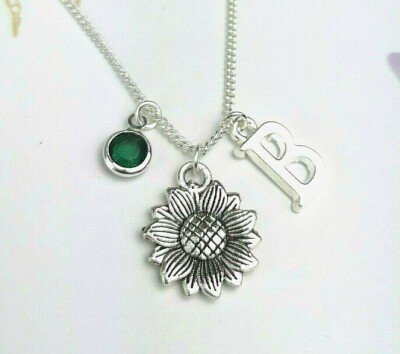 Sunflower Necklace Sterling Silver Personalised Gift Girl Women Nature  Floral UK