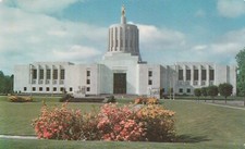 Oregon State Capitol Building Beautiful Rosebushes Souvenir Postcard
