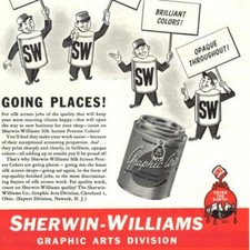 SILK SCREEN SHERWIN WILLIAMS VINTAGE 1948 PRINT AD PROCESS COLORS GRAPHIC ARTS