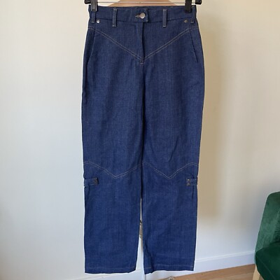 tt studios NTK Rodeo Blue Cotton Heavy Denim High Waisted Straight Leg Jeans 24