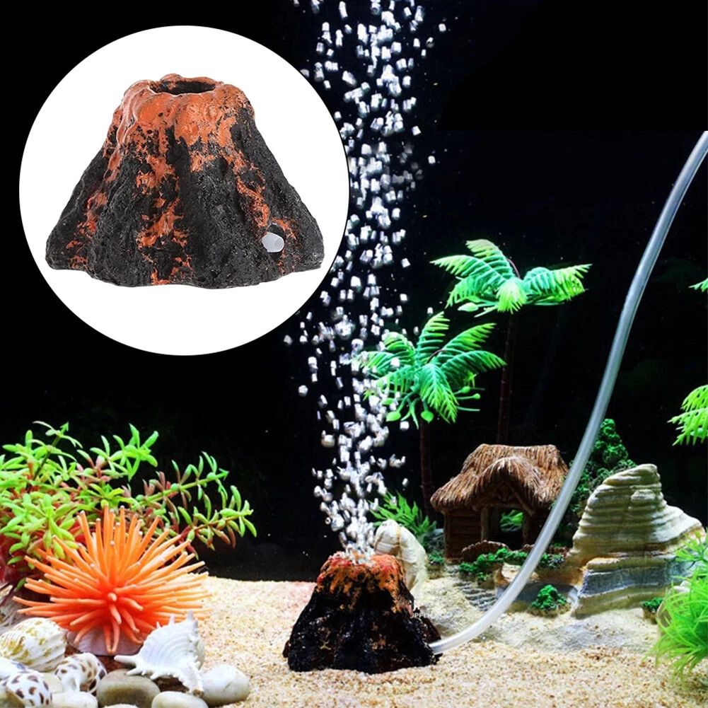 Aquarium Volcano Shape Oxygen Pump Fish Tank Air Bubble Ornament-Decor Stone