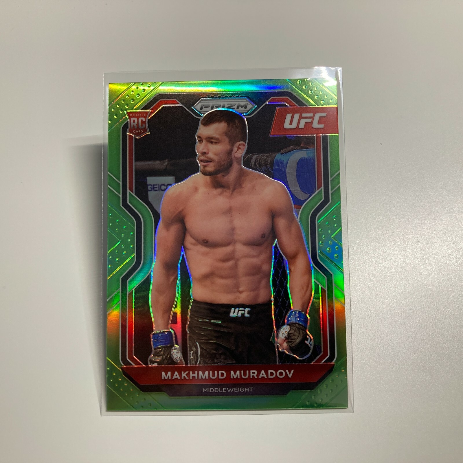 Makhmud Muradov 2021 Panini Prizm UFC Neon Green Refractor Rookie Card 63/75 #55