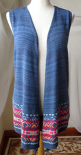 CHAPS CARDIGAN SLEEVELESS OPEN FRONT MULTICOLOR COTTON BLEND TOP L NEW TUNIC $69