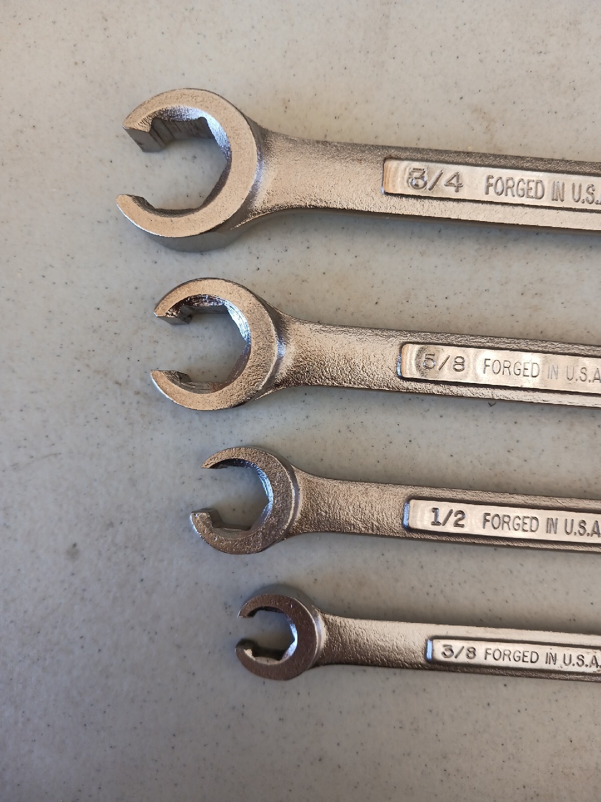 Craftsman 4 PC SAE Flare Nut Wrench Set Made in USA 3/8 to 7/8 for 