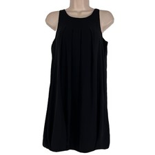 WHBM Shift Dress Women's Size 0 Sleeveless Pleated Chiffon Above Knee Mini Black