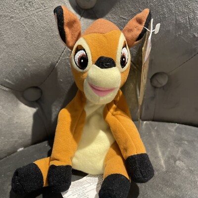 The Disney Store Mini Bambi Hirsch 8 Zoll Plüsch Sitzsack Spielzeug mit Etikett Neu mit Etikett 8 Zoll
