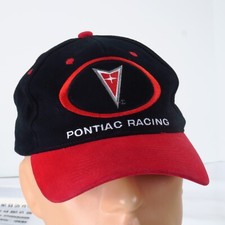 Vintage Pontiac Racing Black Red Logo Strapback Hat Cap NASCAR Super Sports