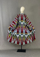 Uzbek ikat chapan/Cotton jacket/Boho ikat coat/Ethnic abaya cape/Tribal kimono