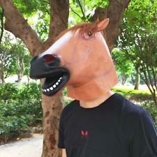 Adult Horse Head Latex Mask Bizarre Funny Animal Mask Halloween Cosplay Prop USA
