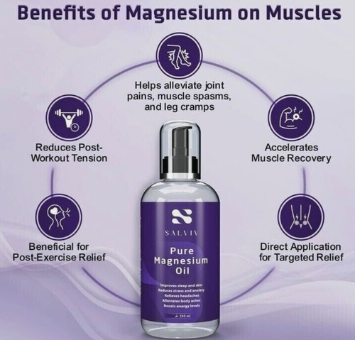 Totes Meer Magnesium Öl Spray Entspannung 100% natürlich aus Jordanien 250ml SALVIV - Bild 3 von 7
