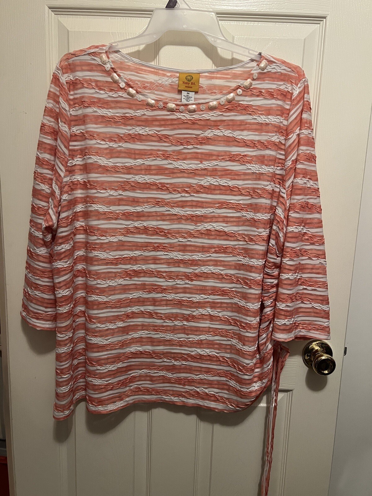 RUBY RD LADIES PLUS ORANGE WHITE STRIPED STRETCH … - image 2