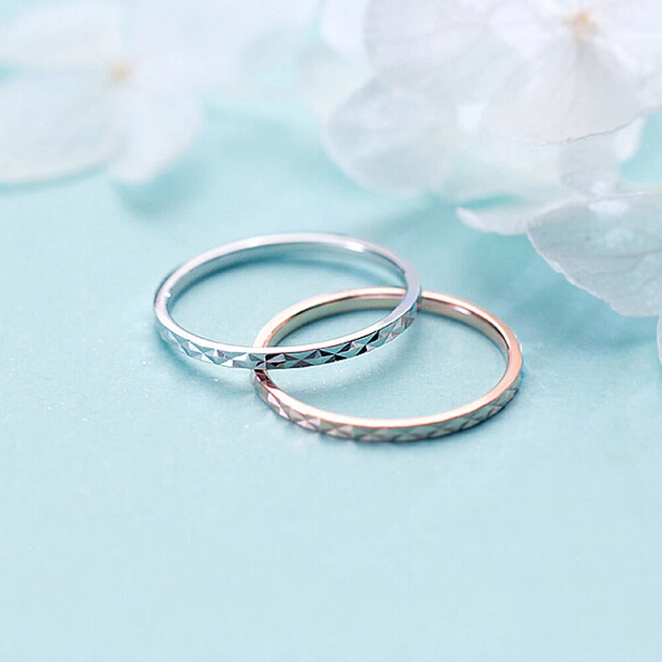 925 Sterling Silver Bling Thin Dainty Band Knuckle Midi Above Ring A3226 - Image 3 of 4