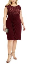 Women  s Formal Dress Plus Size 20W, 22W CONNECTED APPAREL Maroon Cap Sleeve NWT