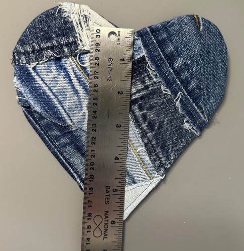 COASTERs set of 4 DENIM recycled HEART handmade patchwork blue jeans man cave - Picture 9 of 11