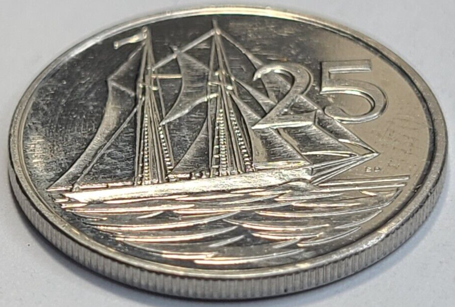 2008 CAYMAN ISLANDS 25 CENTS COIN ELIZABETH II SAILING SHIP