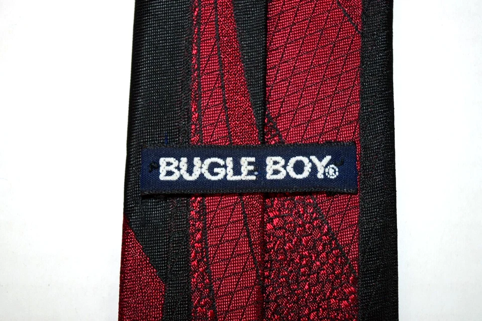 Neck Tie VTG Bugle Boy 80s Mod Retro Stripe Oval New Wave Slim Tie 56" x 2.5" - Image 4 of 4