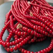 7 mm Antique Venetian White Heart Trade Beads long strand necklace