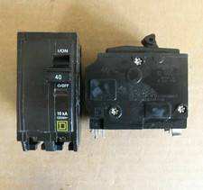 Lot of 2 Square D QO QO240 2 Pole 40 Amp 120/240V Yellow Push In Circuit Breaker