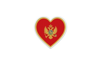 Patch Badge Ecusson Imprime Thermocollant Drapeau Coeur MNE Montenegro