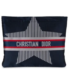 71660 auth CHRISTIAN DIOR navy blue nylon 2021 DIORALPS Zip Pouch Case Bag
