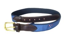 Womens/Kids VINEYARD VINES LACROSSE PRINT CANVAS/LEATHER BLUE BELT Size 26
