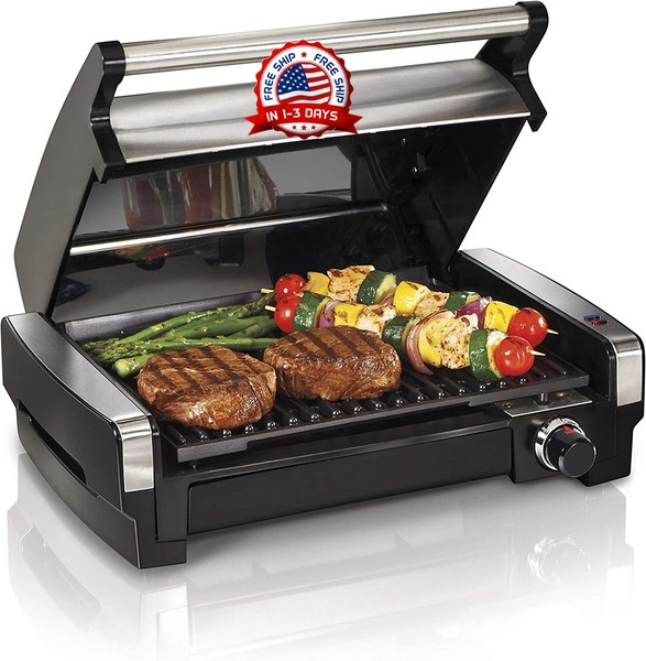 Parrilla Eléctrica Para Cocinar Carne Asada Hamburguesas Salchichas Y Vegetales