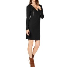 MICHAEL KORS Women's Petite Ribbed Lace-up Sweater Dress TEDO