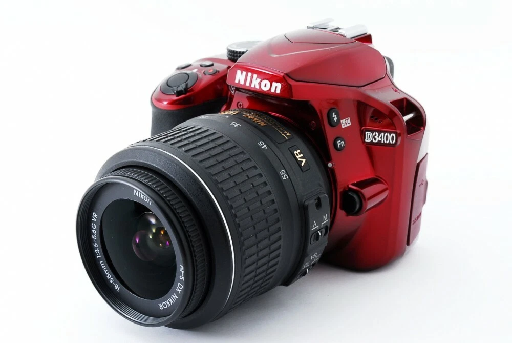 Nikon D3400 Digital SLR 24.2MP 18 55mm Lens Kit Red Exc w 8GB