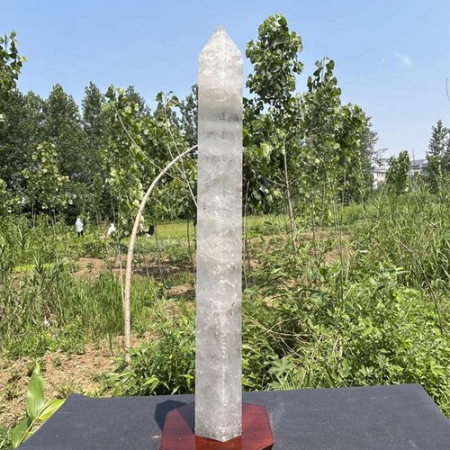 10.7LB Natural Clear Quartz Obelisk Crystal reiki Tower Wand Point Healing+stnad - Picture 12 of 15
