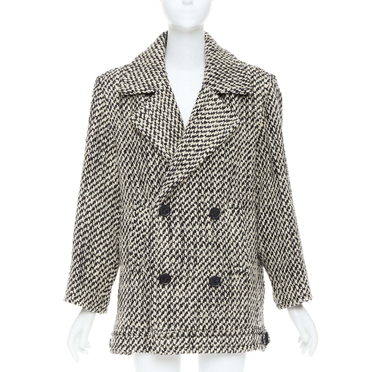 SAINT LAURENT (YSL) Cappotto oversize SAINT LAURENT 2022 Runway grigio tweed power spalla FR42 XL