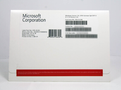 Microsoft 5 Device CALs Windows 2016 Server Zugriffslizenzen Geräte DE OEM/SB