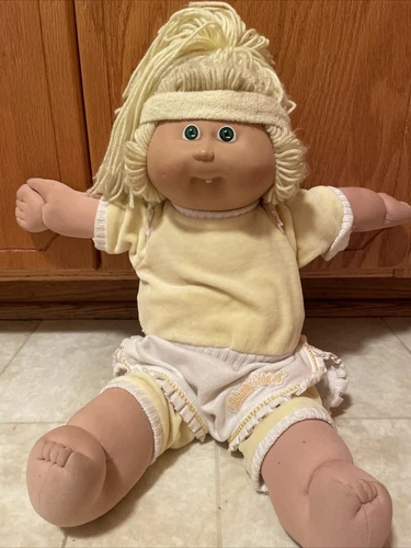 Vintage Cabbage Patch Kids Girl Doll Long Blonde Hair Blue Eyes Dimples 1985