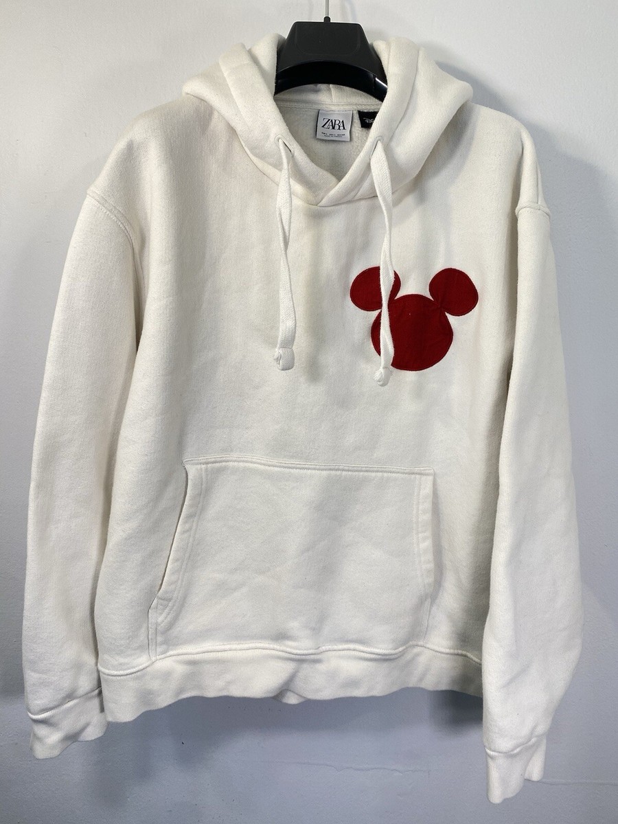 Zara x Disney Mickey Mouse Unisex Adult Size Large White Hoodie | eBay