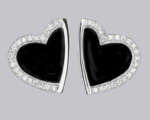 Roberto Coin Heart Earrings Diamond Black Enamel 18ct White Gold Earrings 05 Ebay