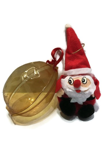 Adorno de Navidad vintage Pom Pom y fieltro Papá Noel 6,5 pulgadas venta inmobiliaria encontrar - Imagen 3 de 5