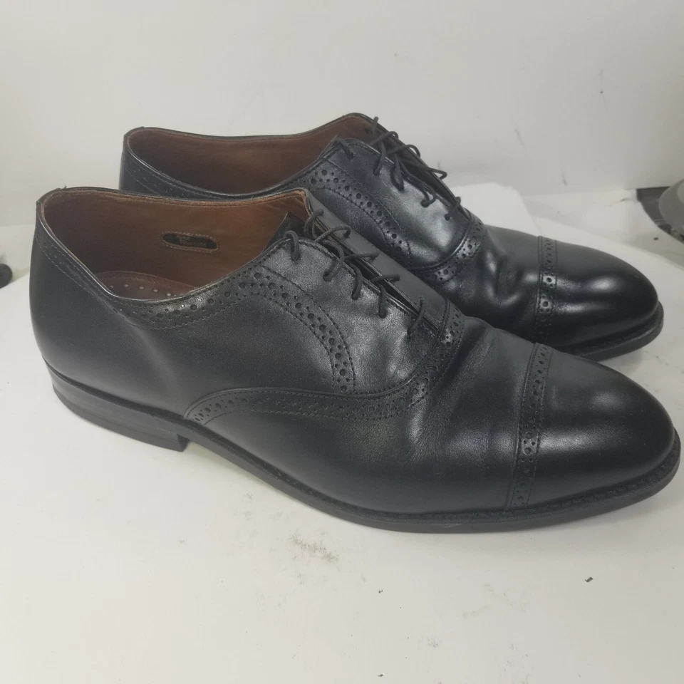 Sapato Oxford Allen Edmonds Van Ness Tamanho 11.5 Couro Preto Biqueira Brogue - Imagem 3 de 4