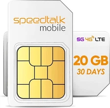 SpeedTalk Hotspot WiFi MiFi Internet 5G 4G LTE Data SIM Card 20GB (US) | Roaming
