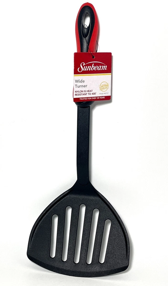 Sunbeam Slotted Wide Nylon Spatula 13.25x5.5 Heat Resistant to 400° Black  NWT