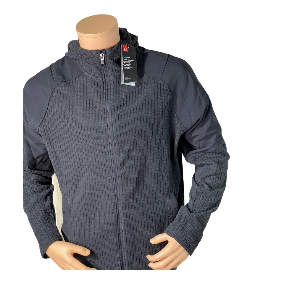 Chaqueta con capucha polar térmica Under Armour para hombre negra 1357895-001 talla mediana Foto 4 de 4