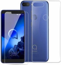 COVER CUSTODIA TRASPARENTE  + PELLICOLA VETRO TEMPERATO PER Alcatel 1S 2019