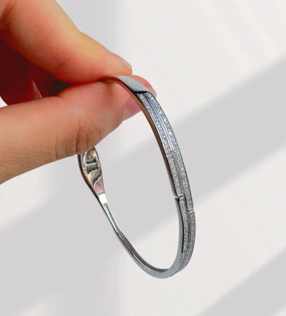 VALENTINO Bracciale Moissanite Taglio Tondo 3Ct D VVS1 Bracciale 7" Placcato Oro Bianco 14k