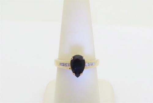 Natural Black Sapphire Diamond Ring Engagement Bridal Rings 10k Gold US 7 R1739 - Picture 3 of 9