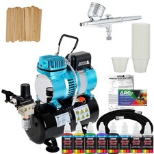Master G22 Gravity Airbrush Air Tank Compressor Kit, 6 Color Acrylic Paint Set