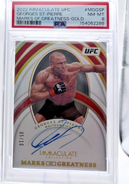 2022 Immaculate UFC, Georges St-Pierre Auto, MG-GOLD PSA 8 POP 1 NONE HIGHER
