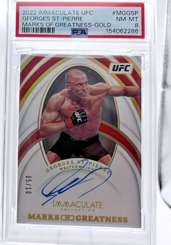 2022 Immaculate UFC, Georges St-Pierre Auto, MG-GOLD PSA 8 POP 1 NONE HIGHER