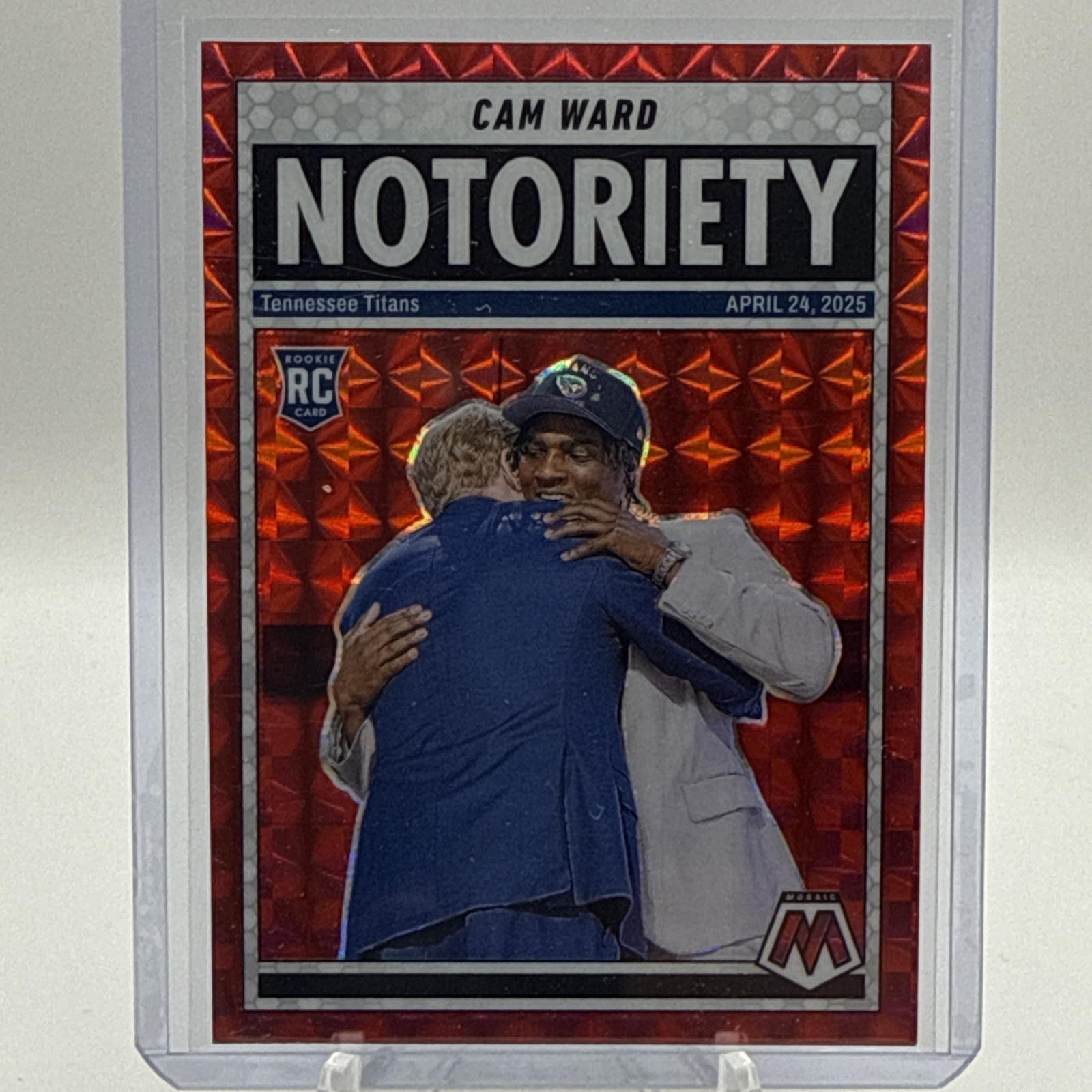 2025 Panini Mosaic - Notoriety Cameron Ward #17 Red Mosaic Prizm (RC)