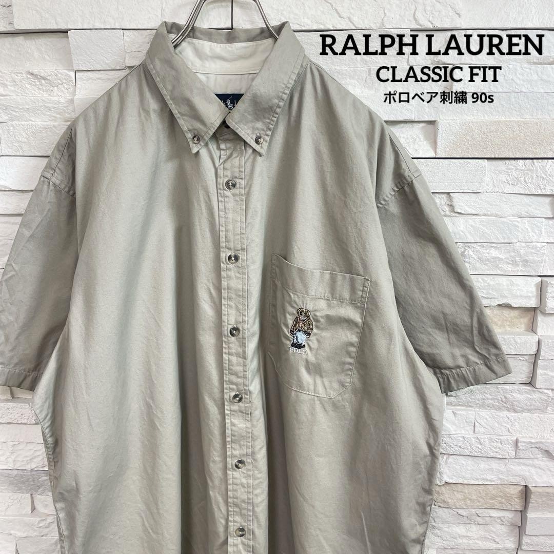 トップス 90s RALPH LAUREN POLO BEAR B.D. SHIRT L Polo Bear Ralph Lauren Embroidered Short Sleeve Bd Shirt 90S