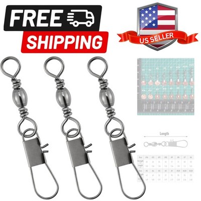 50 Pack Fishing Snap Swivels, Barrel Swivels Fishing Tackles, Stainless Steel...